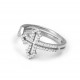 Silver Cross Ring with Cz Stones for evil eye protection