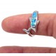 Silver Dolphin Inlay Ring w Blue Opal for evil eye protection
