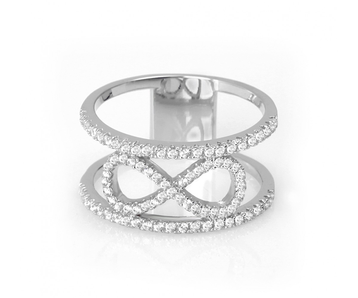 Popular Double Bar Infinity Cz Ring for evil eye protection