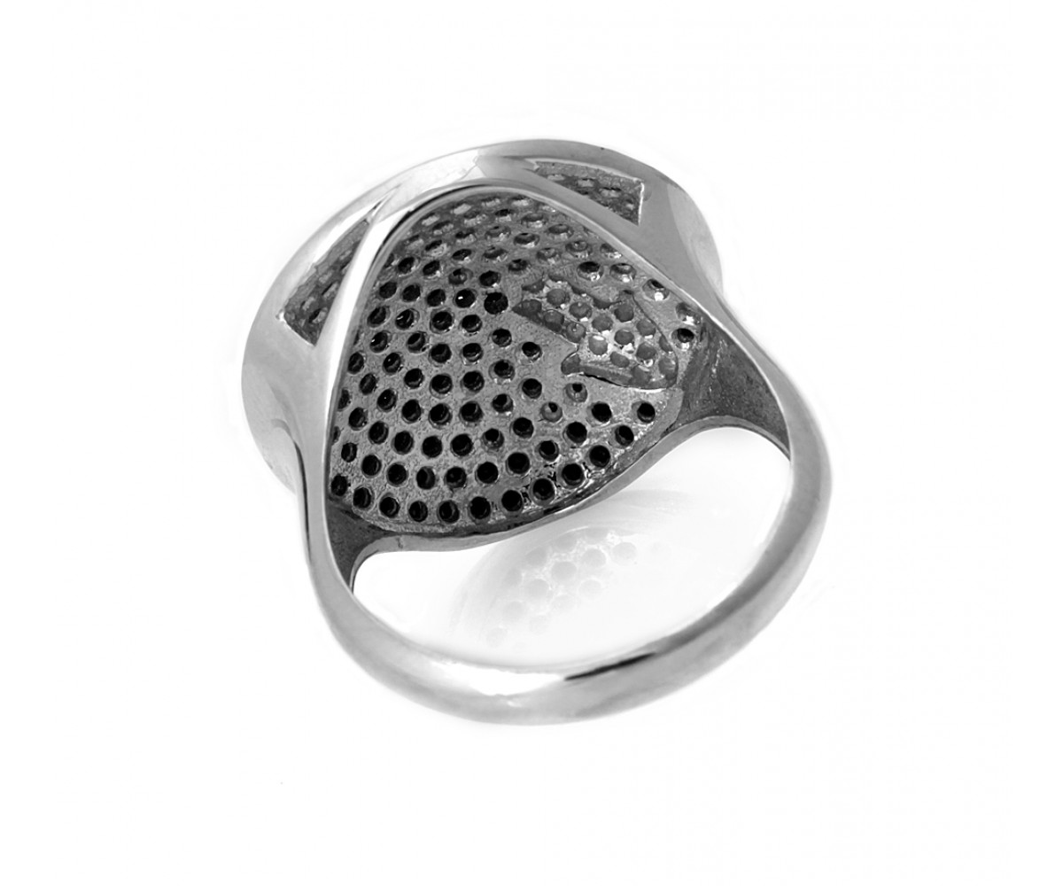 Designer Hamsa Hand Round Disc Ring for evil eye protection