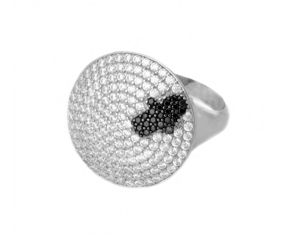 Designer Hamsa Hand Round Disc Ring for evil eye protection