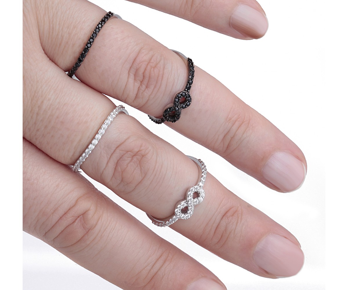 Double Layer Silver Infinity Ring for evil eye protection