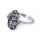 Hamsa Ring with Multicolor Cz Stones for evil eye protection